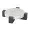8.25" White Marble Round Tray with Black X-Shaped Base